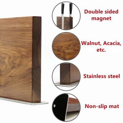 260x240x32 mm Porteur de couteaux magnétiques à double face avec feuille de bambou permanente