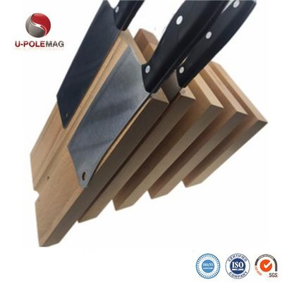 Logo personnalisé Porte-bloc de couteau magnétique pour cuisine en bois durable