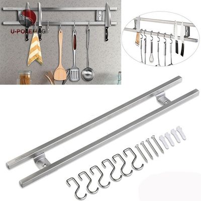 Résistant et durable 18 pouces tubes carrés en acier inoxydable porte-couteau magnétique avec crochet