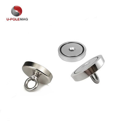 Magnéte de pêche NdFeB à haute résistance magnétique D80x19mm-M10 avec champ magnétique permanent