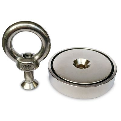 Magnéte de pêche NdFeB à haute résistance magnétique D80x19mm-M10 avec champ magnétique permanent