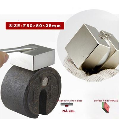 ISO9001 2000 N52 aimant au néodyme super fort NdFeB 50x50x25 mm pour le service de traitement