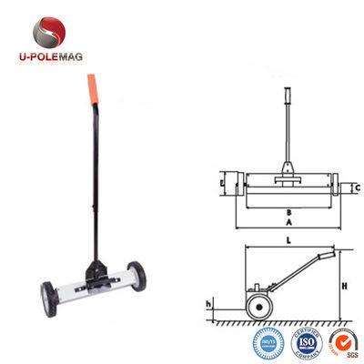 24 pouces Roofing industriel à grande capacité roue type ramassage outils clous vis balayeur de sol magnétique
