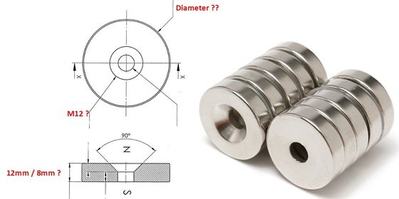 5.5mm taille de vis aimant industriel personnalisé NeFeB pot aimant avec contre-enfoncement trou d'anneau
