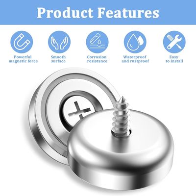 D20 MM 20lbs NdFeB Pot Magnet avec trou anti-enfoncement Hauteur totale H 7,2 mm Trou d1 4,5 mm
