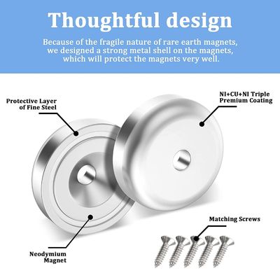 D20 MM 20lbs NdFeB Pot Magnet avec trou anti-enfoncement Hauteur totale H 7,2 mm Trou d1 4,5 mm