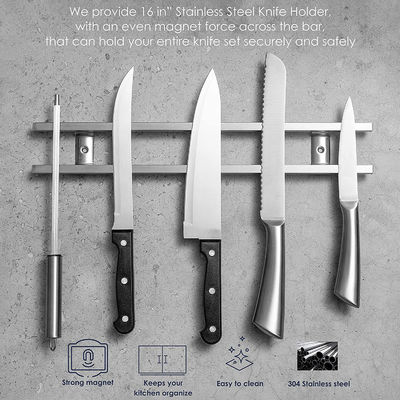 304 acier inoxydable porte-couteau magnétique pour mur L'accessoire de cuisine parfait