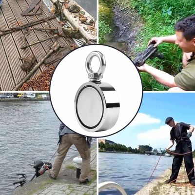 Magnéte de pêche N52 à double face avec une force de traction de 1000 lbs et un diamètre de 75 mm
