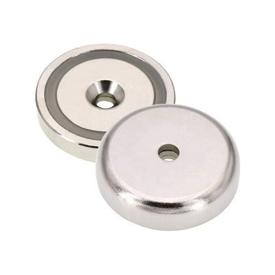75 kg de force de néodyme NdFeB Magnet à pot peu profond avec trou de montage anti-enfoncement D48x10.8mm
