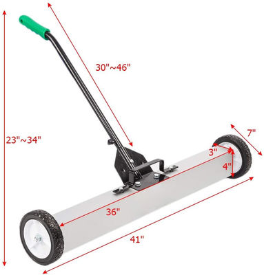 Pratique balayeuse magnétique de type push avec une force de traction de 30 à 50 lb et des roues