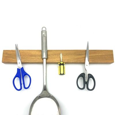 Bloc de couteau magnétique en bois d'acacia de 16 pouces avec aimant au néodyme
