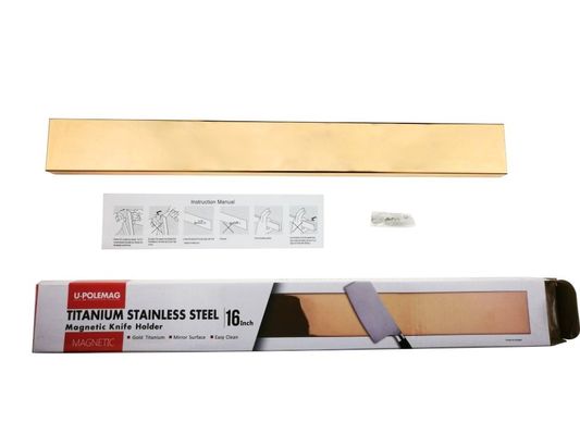Libération de l'espace de la salle extérieure Couleur dorée Titane Bar de couteau magnétique 400x45x15mm Taille