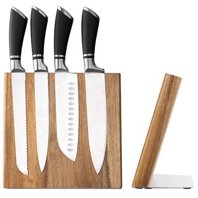 Organiseur de couteau magnétique en bois d'acacia bloc universel pour couteaux ciseaux 235x110x35mm