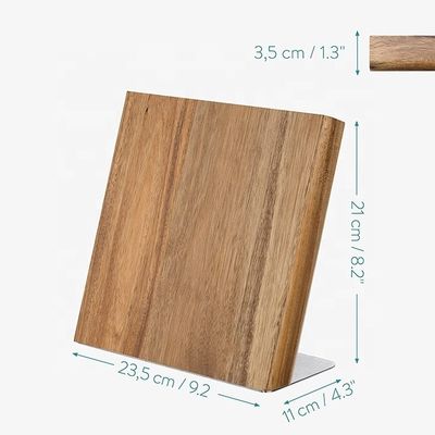Organiseur de couteau magnétique en bois d'acacia bloc universel pour couteaux ciseaux 235x110x35mm