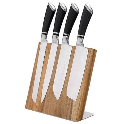 Organiseur de couteau magnétique en bois d'acacia bloc universel pour couteaux ciseaux 235x110x35mm
