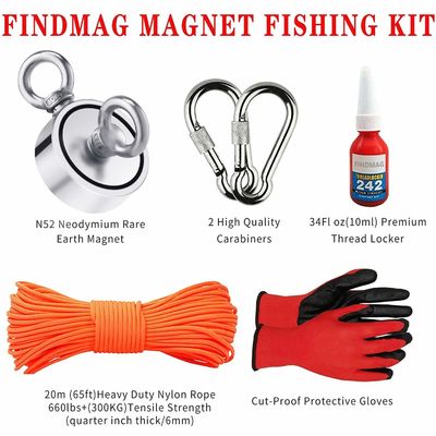 Kit de pêche au magnétique de néodyme super fort avec une force de traction de 2000 lbs et une tolérance précise