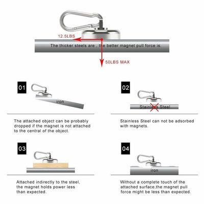 Neodymium Round Magnetic Snap Hook avec porte-clés en carabiner et tolérance élevée ±1 mm