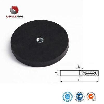 Magnétes industriels à pot en caoutchouc avec trous filetés M6 M8 et force personnalisable