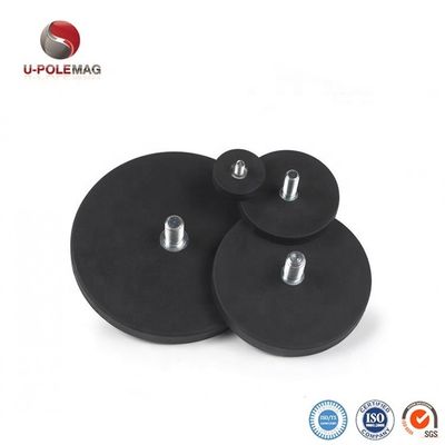 Magnétes industriels à pot en caoutchouc avec trous filetés M6 M8 et force personnalisable