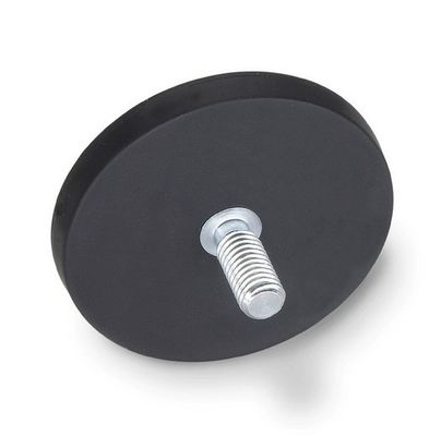 D88x8mm Base magnétique en caoutchouc recouverte de caoutchouc rond avec fil extérieur 45kg Force de traction Forme ronde