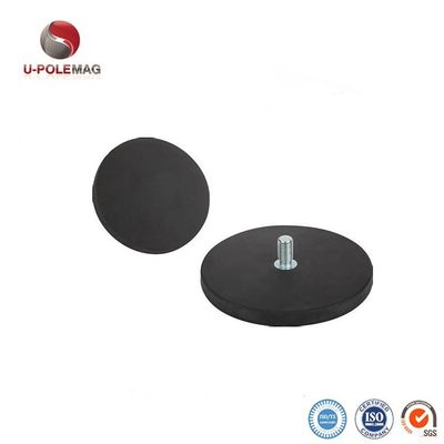 D88x8mm Base magnétique en caoutchouc recouverte de caoutchouc rond avec fil extérieur 45kg Force de traction Forme ronde