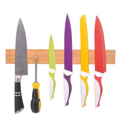 Améliorez votre cuisine avec un ensemble de couteaux magnétiques et un bloc de stockage de noix d'acacia de bambou