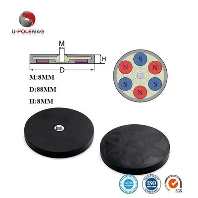Magnéte de pot revêtu de caoutchouc M6 M8 de taille personnalisée pour les applications lourdes
