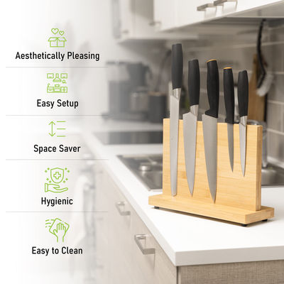 Porte-bloc magnétique écologique pour couteaux doté de puissants aimants sur mesure
