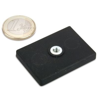 Magnets rectangulaires en néodyme recouverts de caoutchouc POT personnalisé avec deux trous pleine force sur demande
