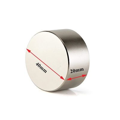 Magnéte à disque de néodyme de 40x20 mm avec une tolérance de ±1 mm