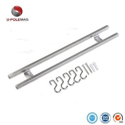 18 pouces tubes carrés en acier inoxydable bande de couteau magnétique avec 6 crochets pour l' ustensile de cuisine porte-outil organisateur