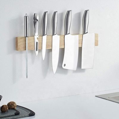 Éco-friendly 16 pouces magnétique couteau bande de caoutchouc bois Magnéte de cuisine Porteur pour mur