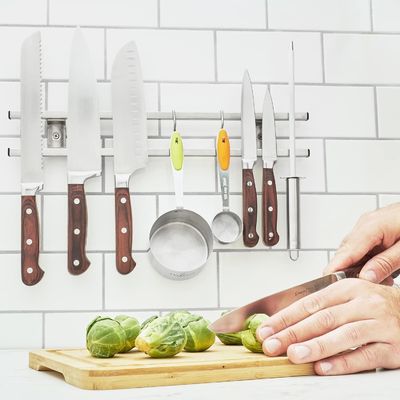 Moderne Cuisine Bloc Tube en acier inoxydable Magnétique porte-couteau avec crochet