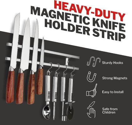 Moderne Cuisine Bloc Tube en acier inoxydable Magnétique porte-couteau avec crochet