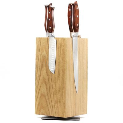 Durable 300x150x150mm 4 côtés bloc de couteau magnétique 360 porte-couteau en bois rotatif