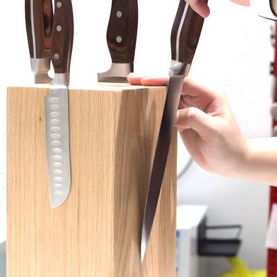 Durable 300x150x150mm 4 côtés bloc de couteau magnétique 360 porte-couteau en bois rotatif