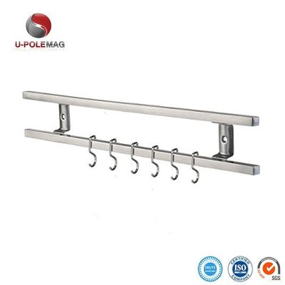 304 acier inoxydable Magnétique Rack de barre de couteau avec 6 crochets et ferrite type 10 pouces