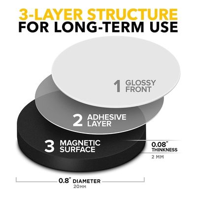 Artisanat DIY Logo personnalisé multifonctionnel Dia20 2 mm aimant en caoutchouc rond avec adhésif