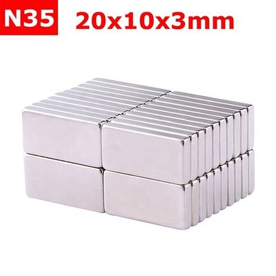 Magnéte mince rectangulaire 20x10x3mm 3,3 kg Force pour la température maximale de travail 80 centigrades