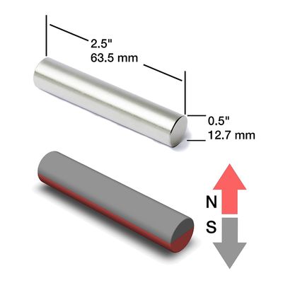 M8 Barre en acier inoxydable à aimant néodymique cylindrique à trou pour traitement de composites